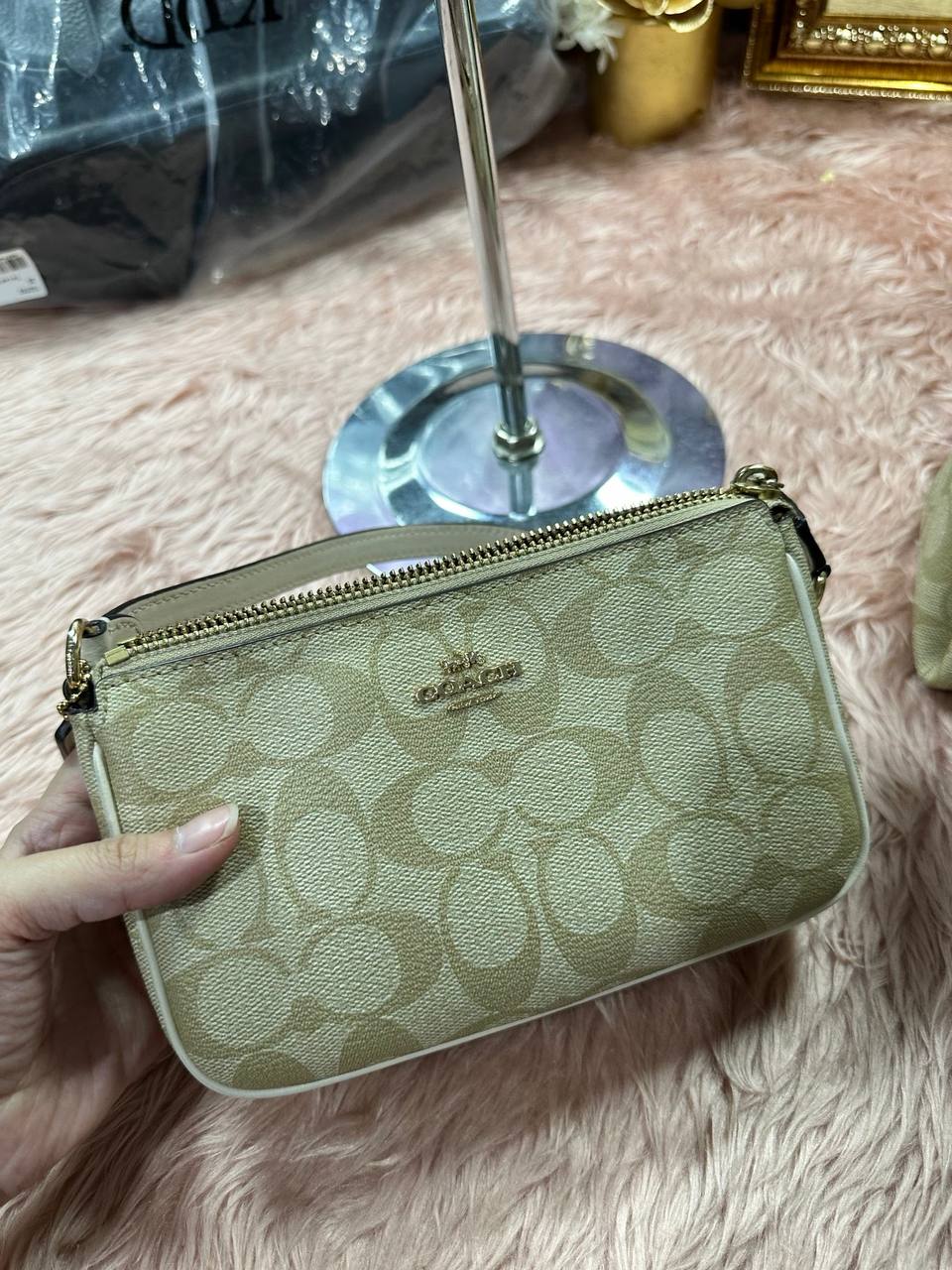 ORIG Preloved COACH Nolita 19 In Signature Canvas Light Khaki Small Bag