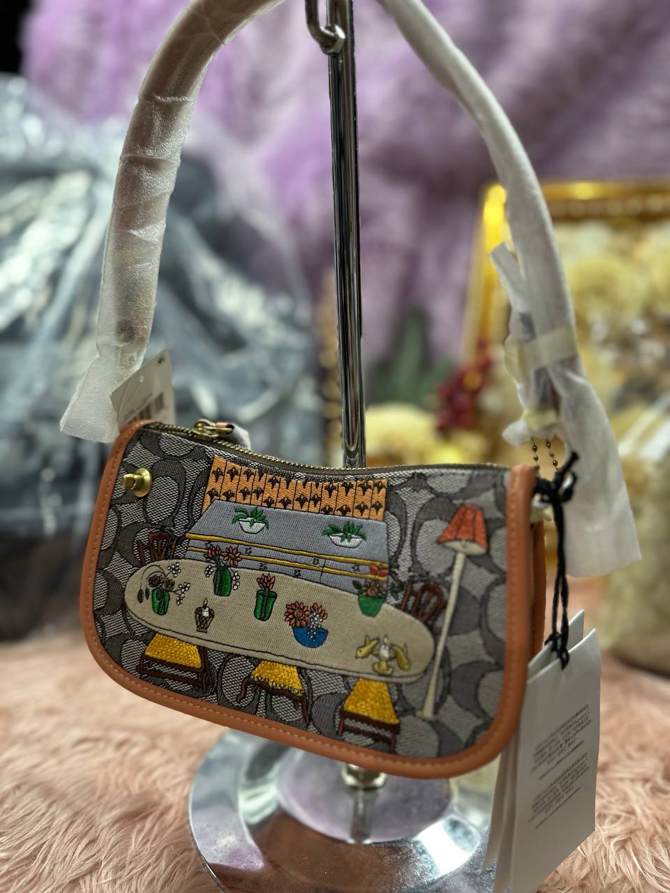 ORIG & IMPORTED COACH Swinger 20 In Signature Jacquard Small Shoulder Bag Brown