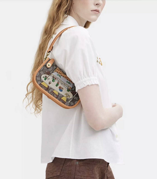 ORIG & IMPORTED COACH Swinger 20 In Signature Jacquard Small Shoulder Bag Brown