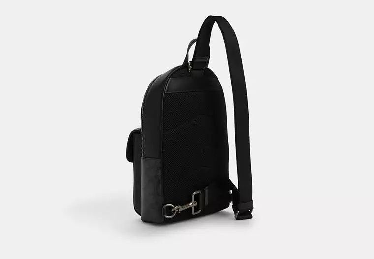 ORIG & IMPORTED COACH Turnlock Sling Pack In Signature Canvas - Charcoal