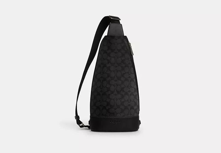 ORIG & IMPORTED COACH Dominic Sling Pack In Signature Canvas - Charcoal