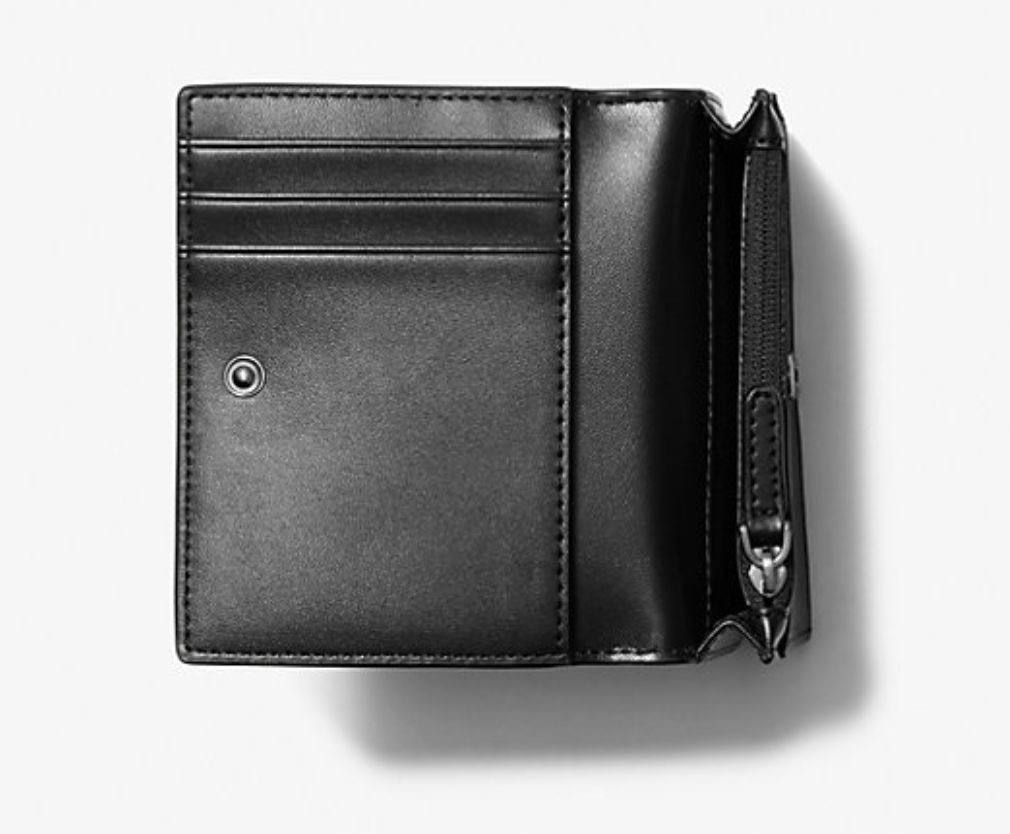 ORIG & IMPORTED MICHAEL KORS MK Cooper Signature Logo Print Flap Small Black Wallet