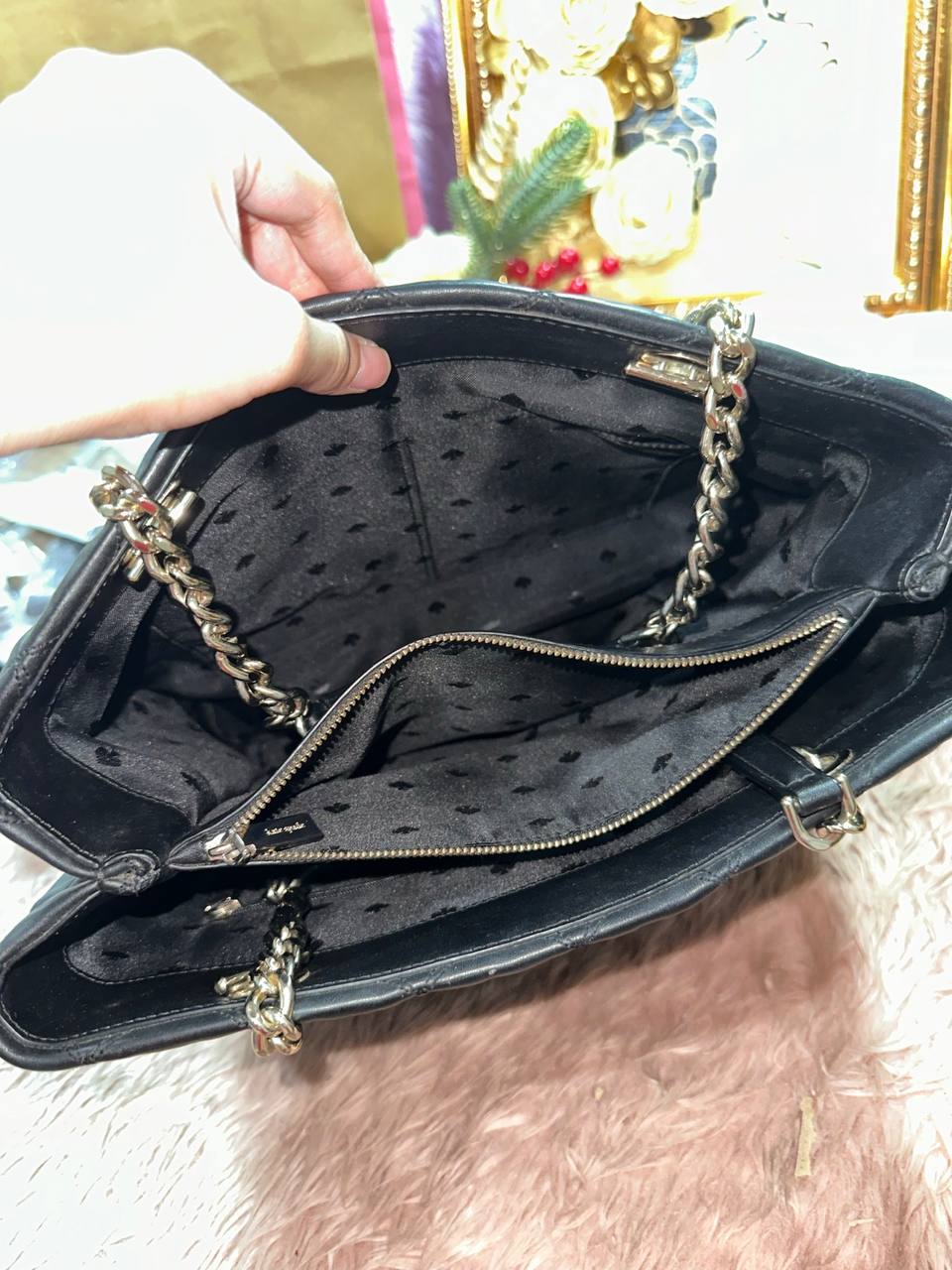 ORIG Preloved KATE SPADE KS Large Natalia Quilted Tote Bag in Black