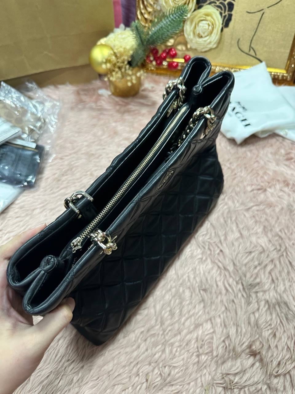 ORIG Preloved KATE SPADE KS Large Natalia Quilted Tote Bag in Black