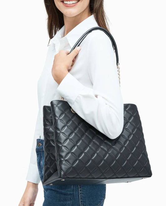 ORIG Preloved KATE SPADE KS Large Natalia Quilted Tote Bag in Black