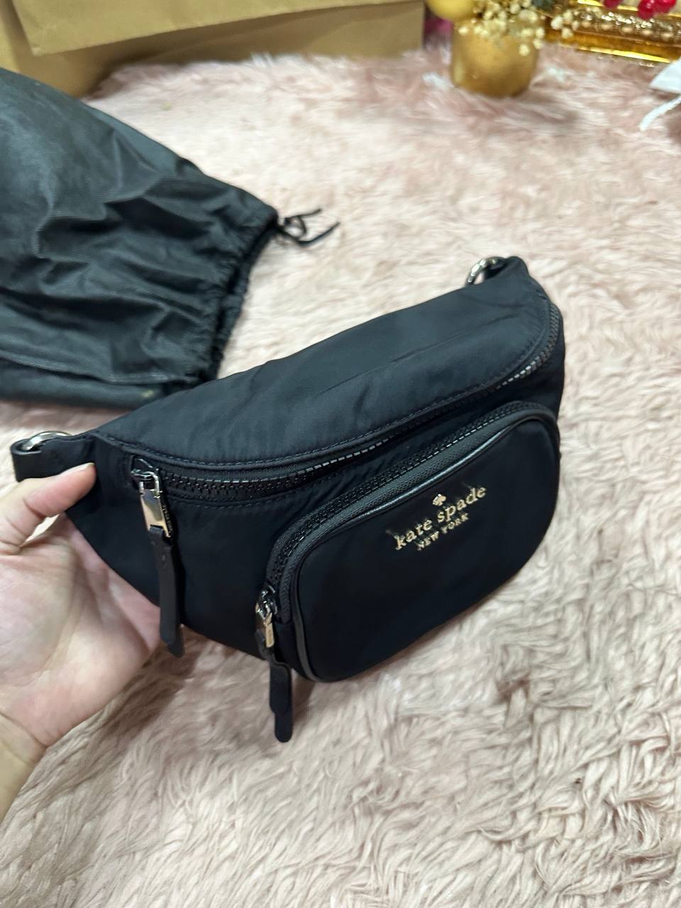 ORIG Preloved KATE SAPDE KS Dorien Nylon Small Belt Bag Black