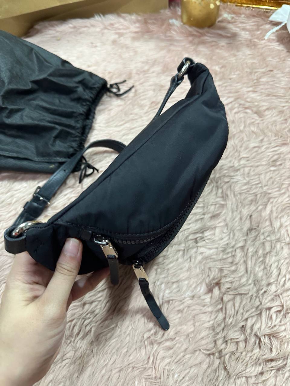 ORIG Preloved KATE SAPDE KS Dorien Nylon Small Belt Bag Black