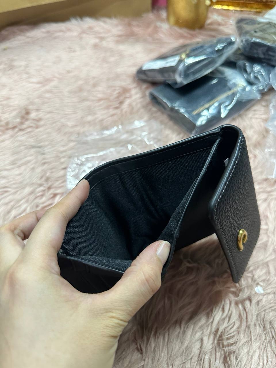 ORIG & IMPORTED COACH Mila Small Flap Trifold Black Wallet