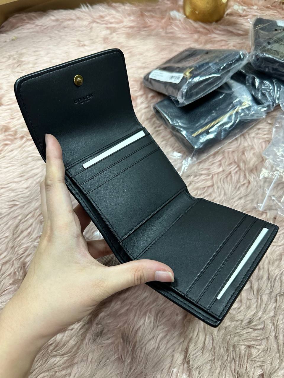 ORIG & IMPORTED COACH Mila Small Flap Trifold Black Wallet