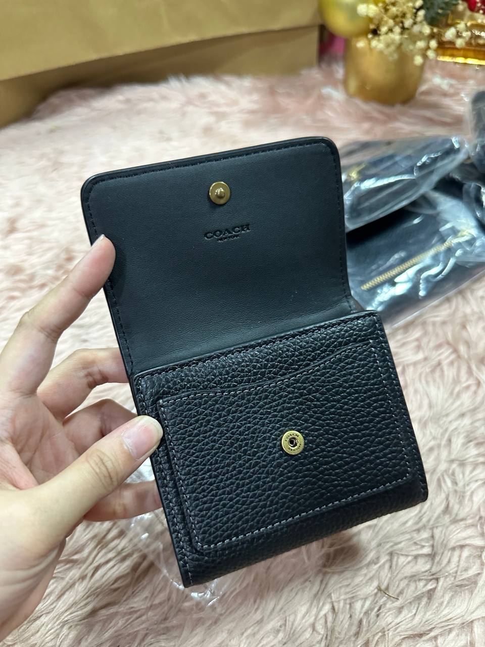 ORIG & IMPORTED COACH Mila Small Flap Trifold Black Wallet