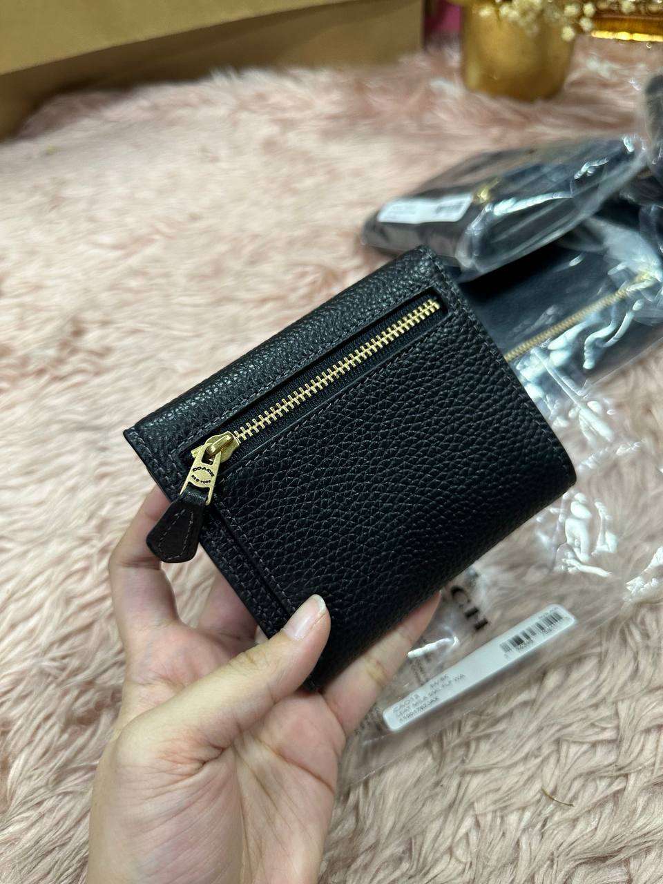 ORIG & IMPORTED COACH Mila Small Flap Trifold Black Wallet