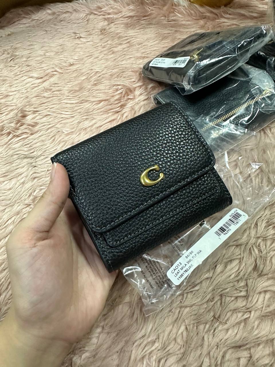 ORIG & IMPORTED COACH Mila Small Flap Trifold Black Wallet