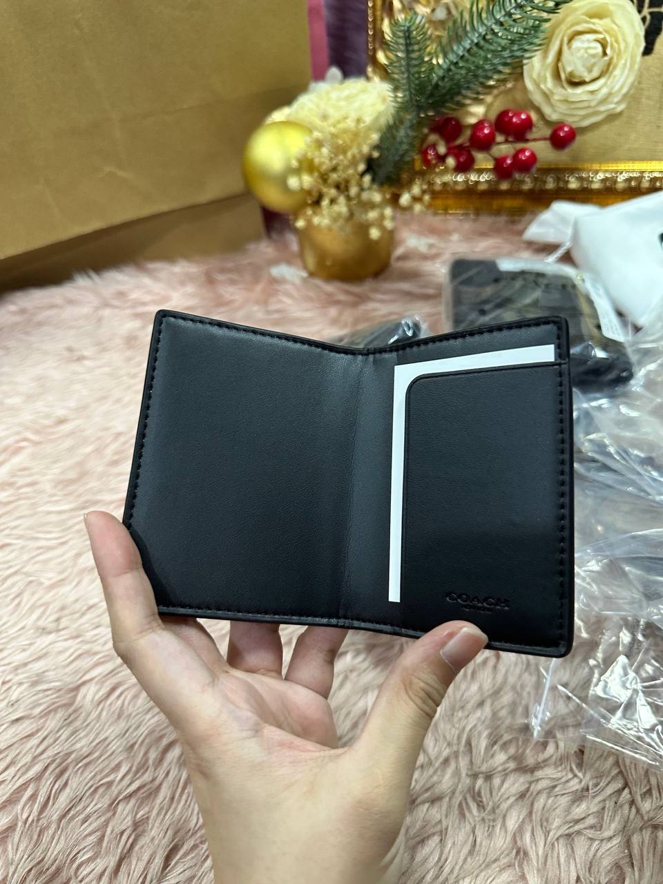 ORIG & IMPORTED COACH Magnetic Card Case in Signature Canvas Small Men Wallet Black