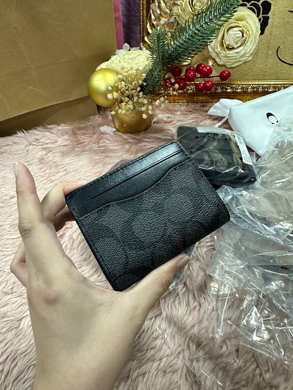 ORIG & IMPORTED COACH Magnetic Card Case in Signature Canvas Small Men Wallet Black