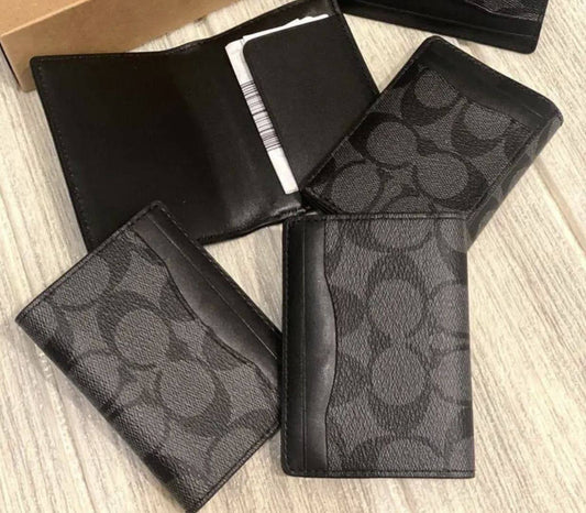 ORIG & IMPORTED COACH Magnetic Card Case in Signature Canvas Small Men Wallet Black