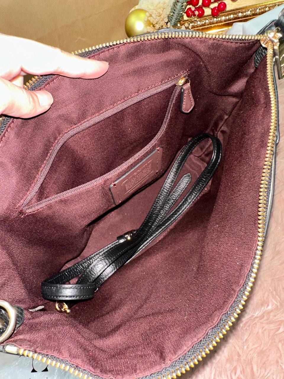 ORIG Preloved COACH Kacey Satchel Medium bag Signature Brown Black
