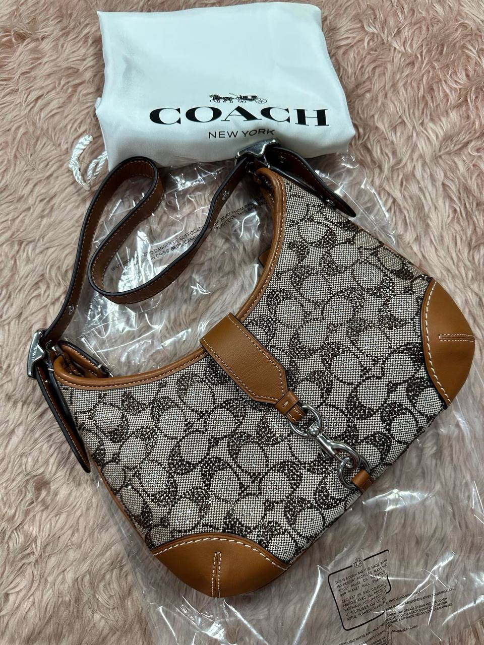 ORIG & IMPORTED COACH Retail Hamptons Hobo Small Shoulder Brown Bag