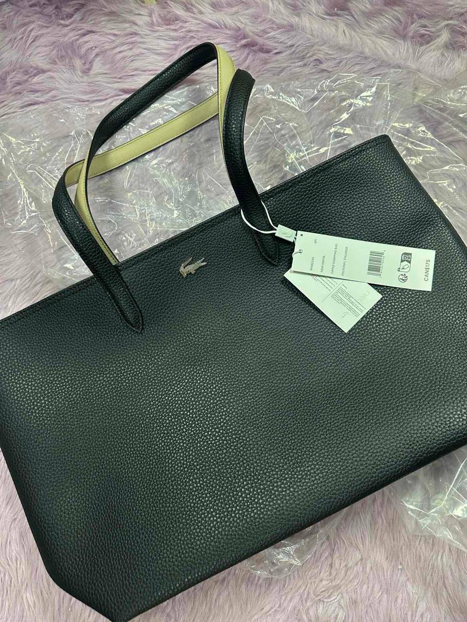 ORIG & IMPORTED Lacoste Anna Zipped Tote Black Large Bag