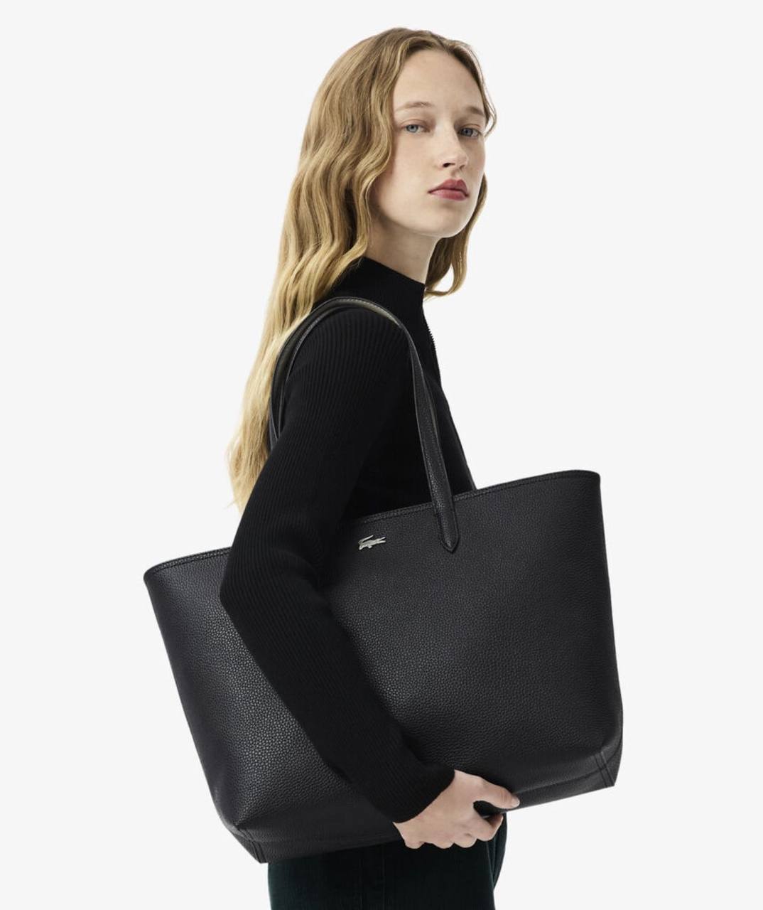 ORIG & IMPORTED Lacoste Anna Zipped Tote Black Large Bag