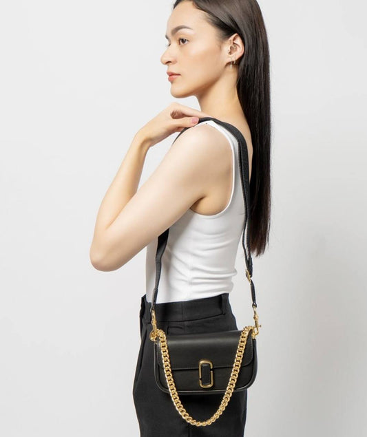 ORIG & IMPORTED The J Marc Mini Shoulder Bag with Maxi Logo Webbing Strap Black