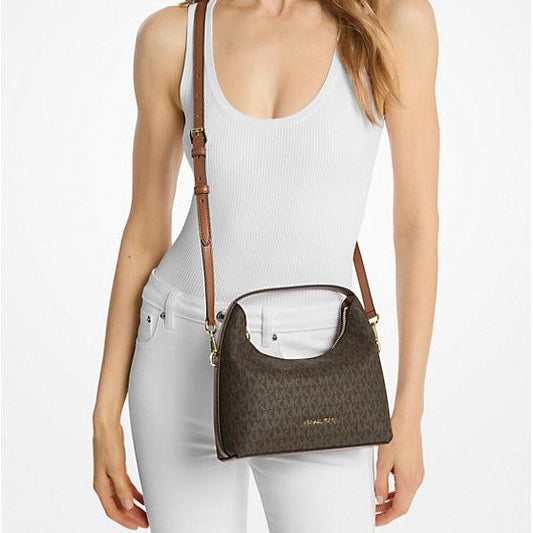AUTHENTIC/ORIGINAL MICHAEL KORS MK Ember Small Signature Logo Messenger Bag - BROWN