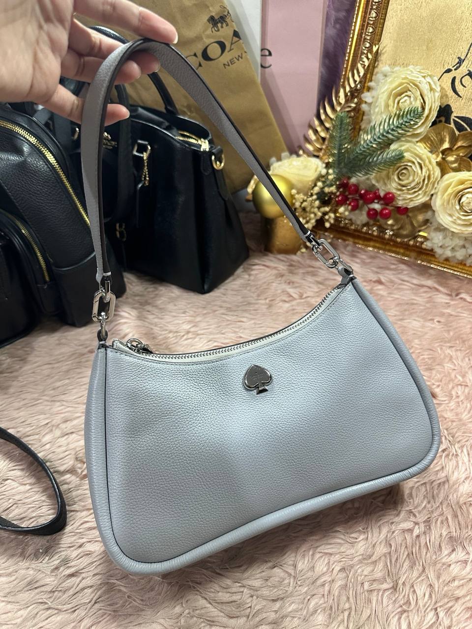 ORIG Preloved Kate Spade KS Kayla Small Convertible Shoulder Bag Gray
