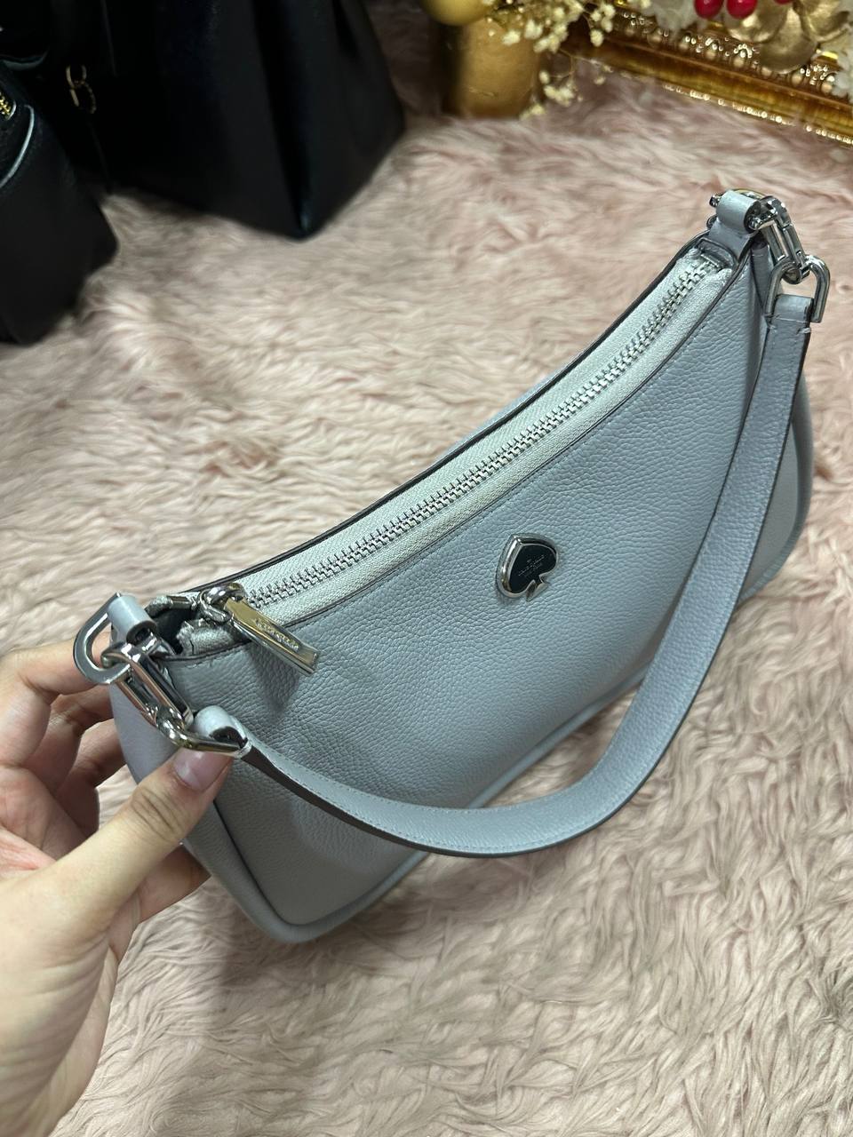 ORIG Preloved Kate Spade KS Kayla Small Convertible Shoulder Bag Gray