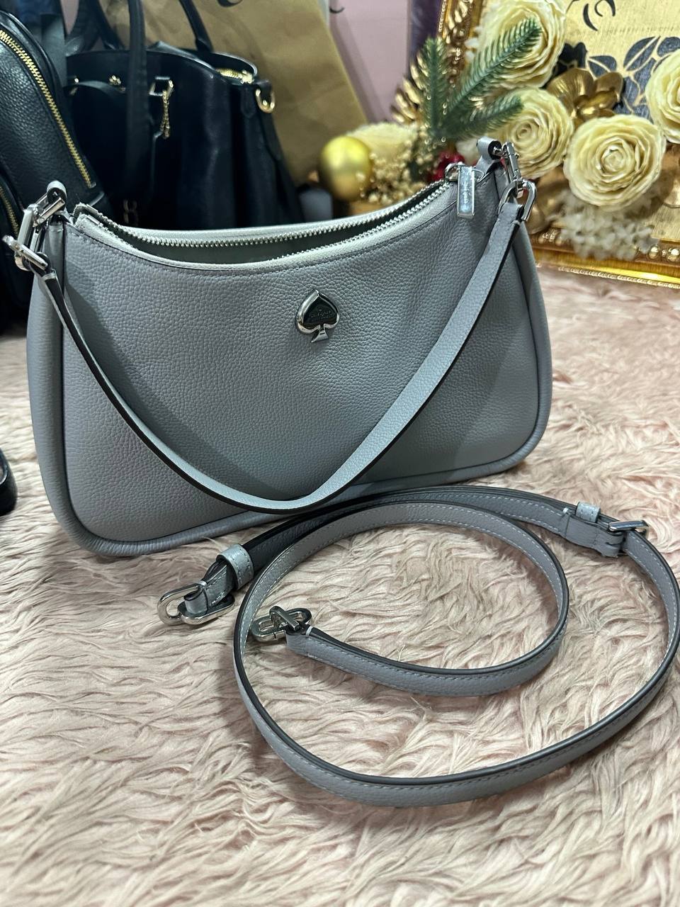 ORIG Preloved Kate Spade KS Kayla Small Convertible Shoulder Bag Gray