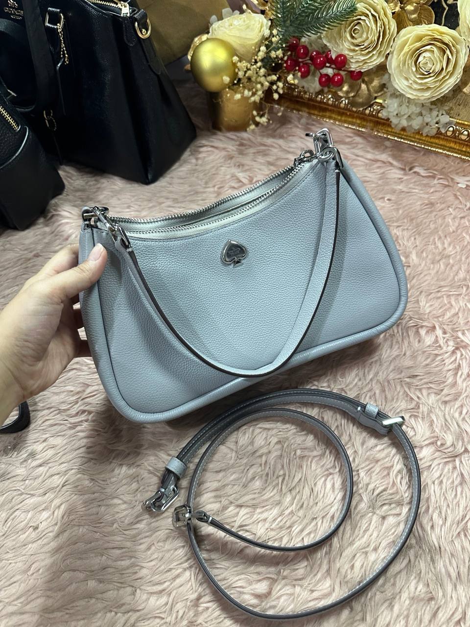 ORIG Preloved Kate Spade KS Kayla Small Convertible Shoulder Bag Gray