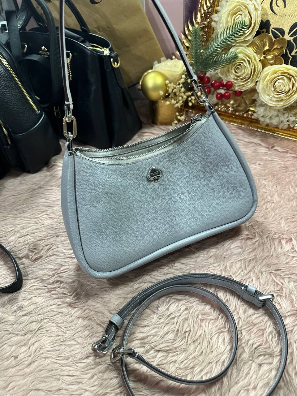 ORIG Preloved Kate Spade KS Kayla Small Convertible Shoulder Bag Gray