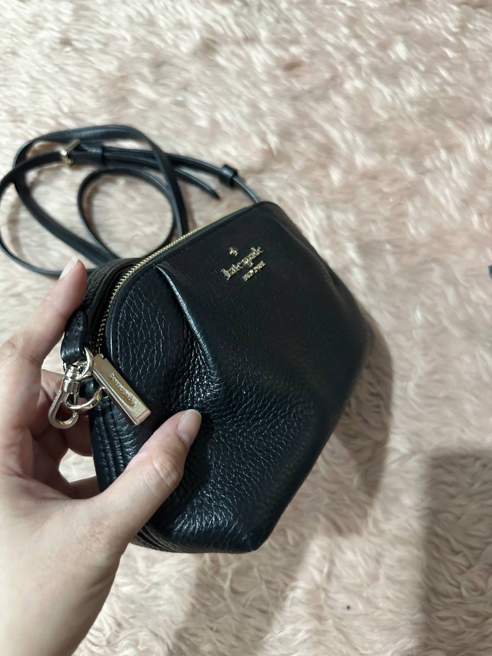 ORIG Preloved Kate Spade KS Dumpling Pebble Leather Convertible Mini Bag Wristlet Black