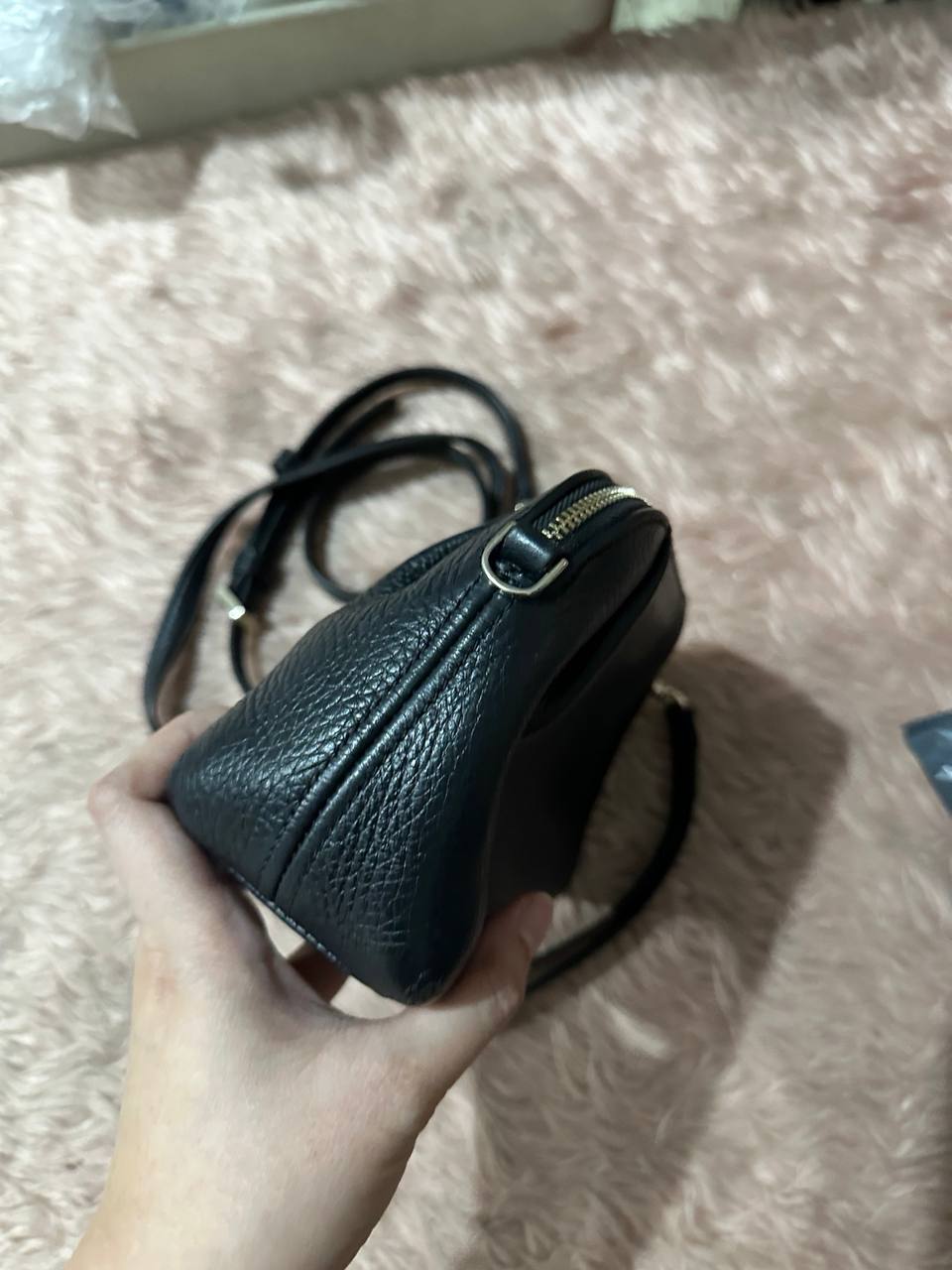 ORIG Preloved Kate Spade KS Dumpling Pebble Leather Convertible Mini Bag Wristlet Black