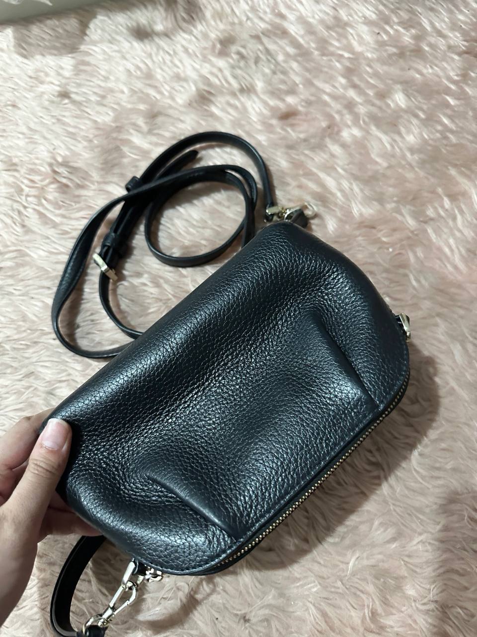 ORIG Preloved Kate Spade KS Dumpling Pebble Leather Convertible Mini Bag Wristlet Black
