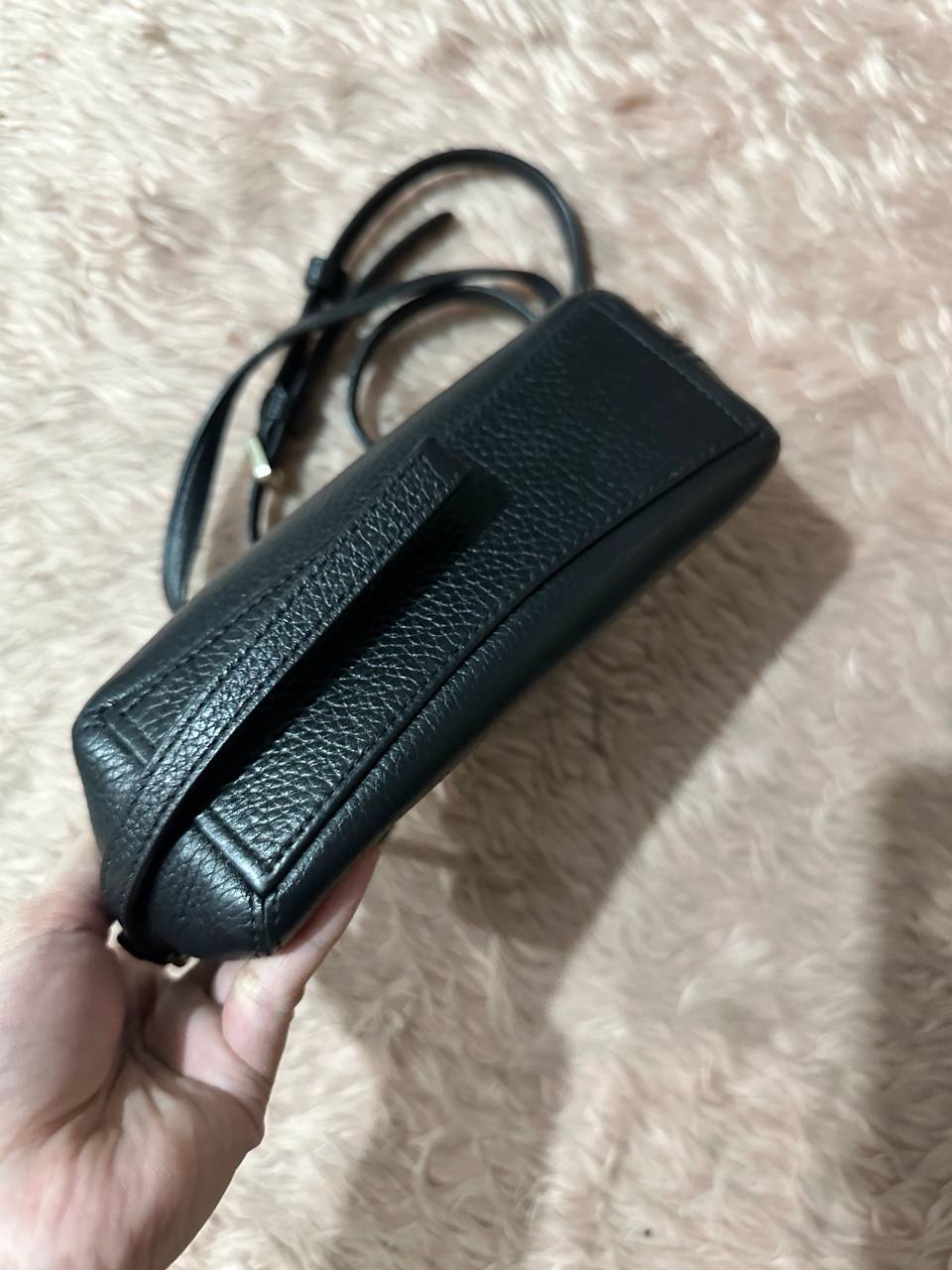 ORIG Preloved Kate Spade KS Dumpling Pebble Leather Convertible Mini Bag Wristlet Black