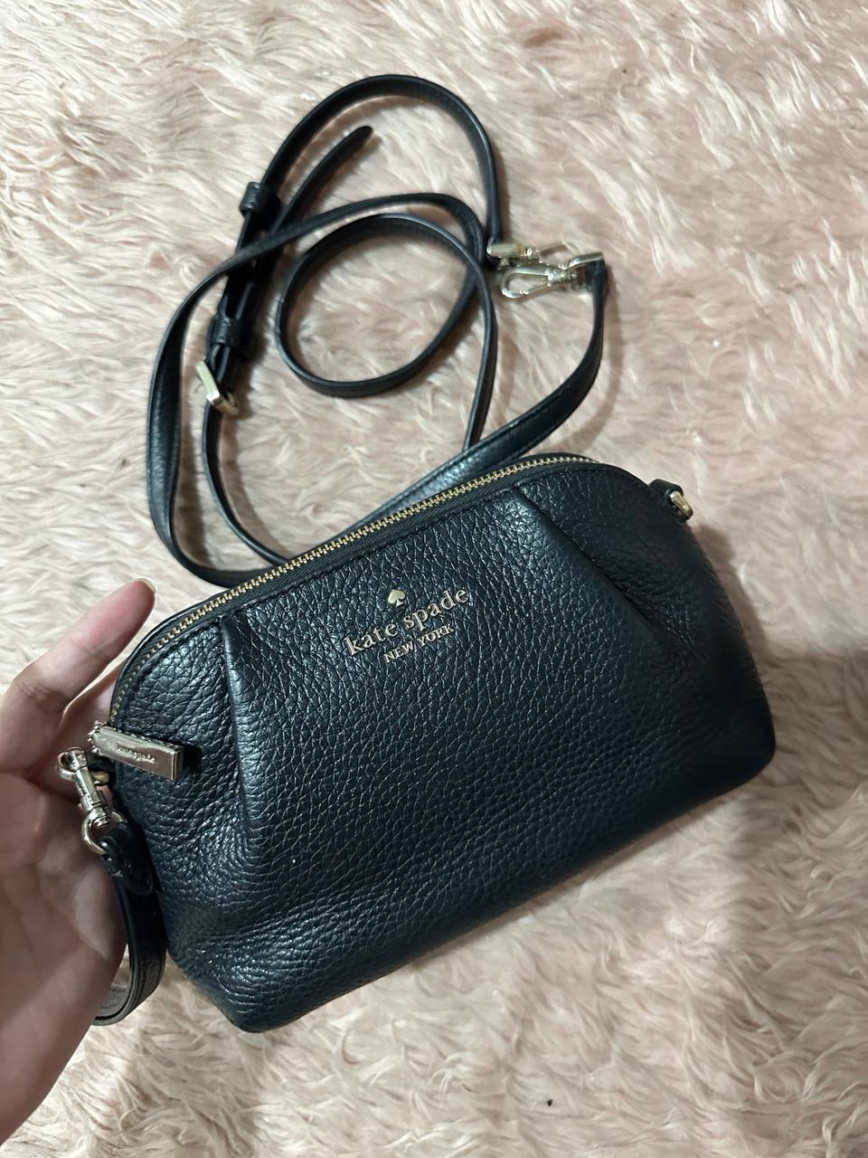 ORIG Preloved Kate Spade KS Dumpling Pebble Leather Convertible Mini Bag Wristlet Black