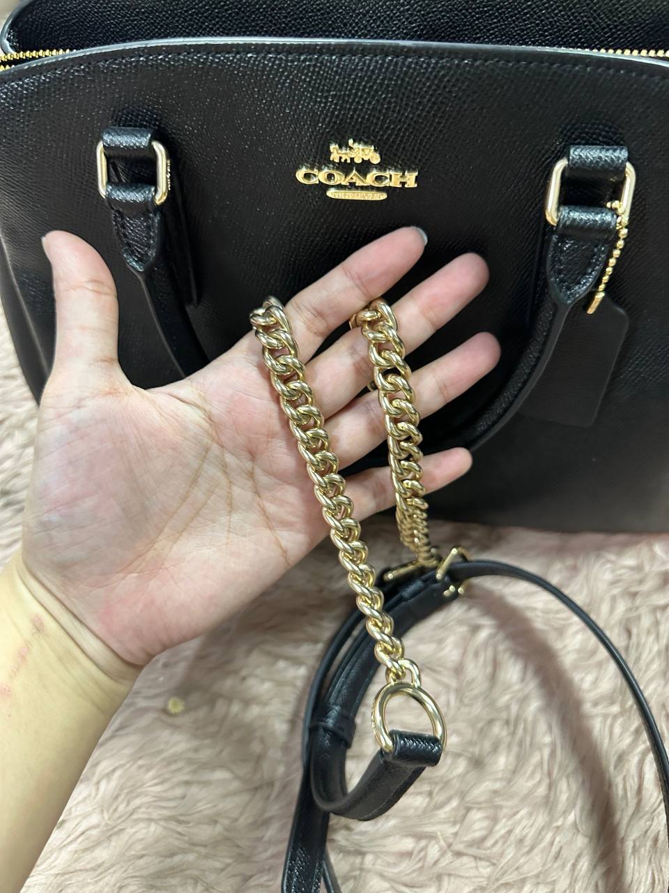 ORIG Preloved COACH Large Sage Carryall Satchel Black Bag