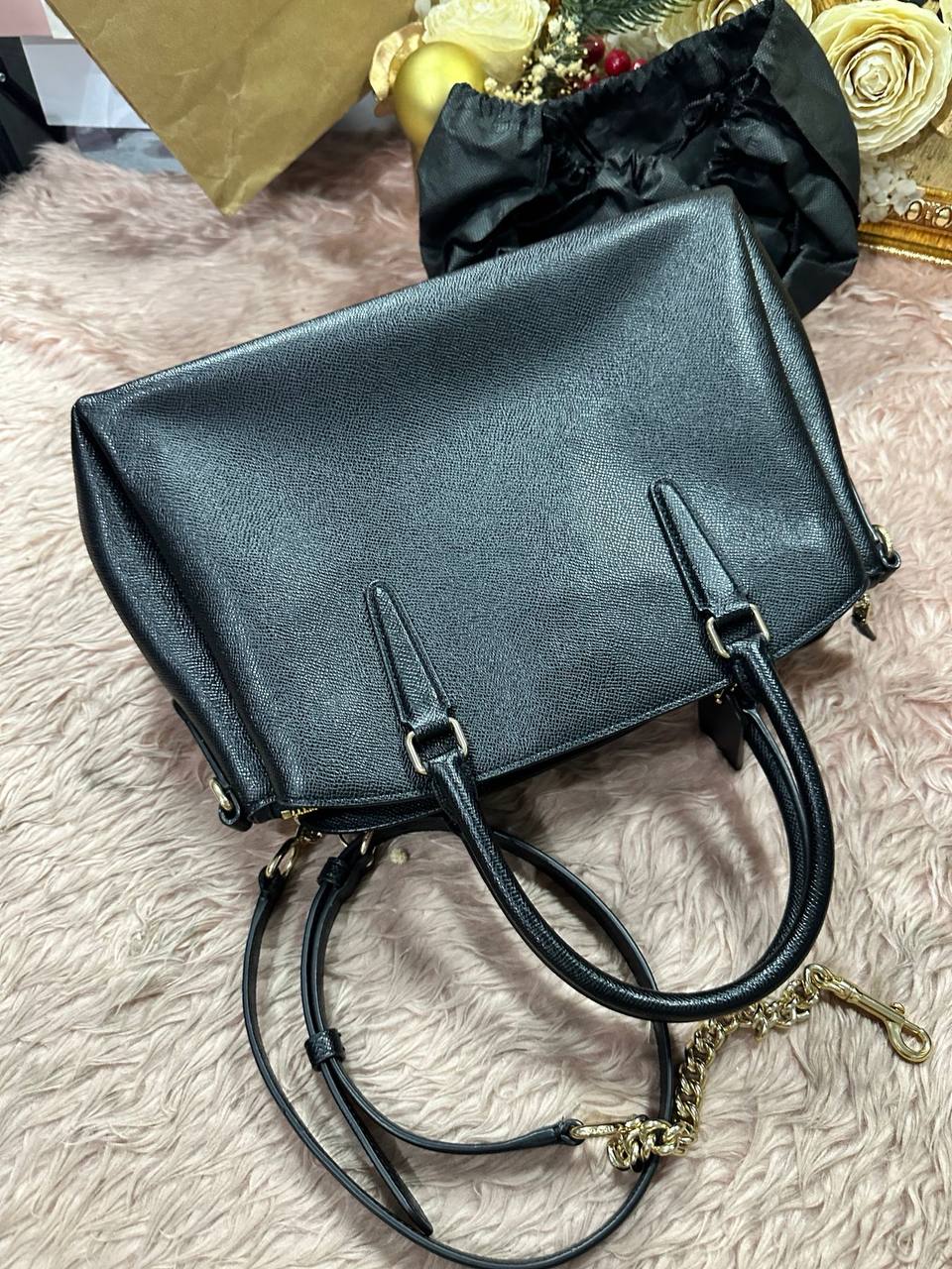 ORIG Preloved COACH Large Sage Carryall Satchel Black Bag