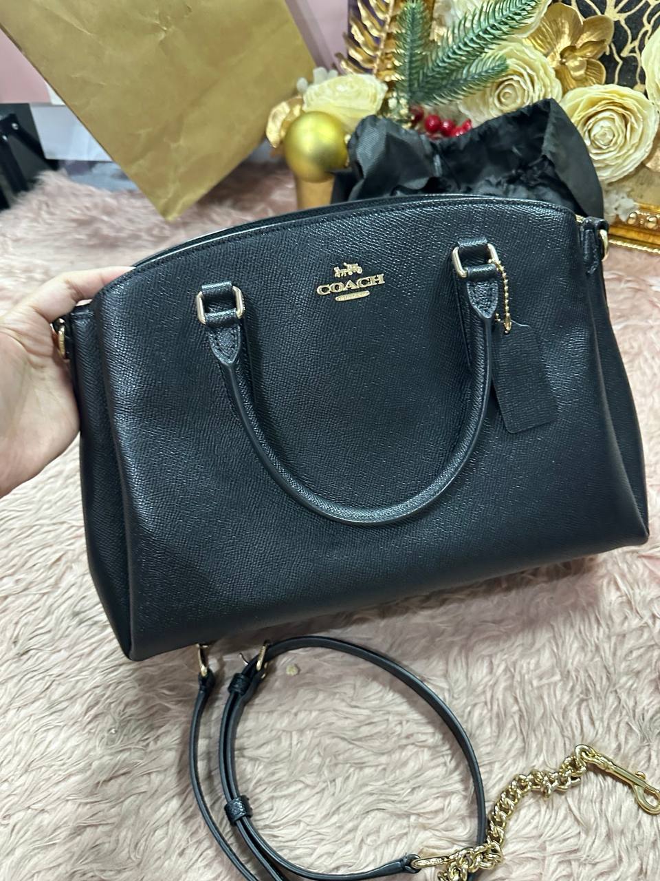 ORIG Preloved COACH Large Sage Carryall Satchel Black Bag