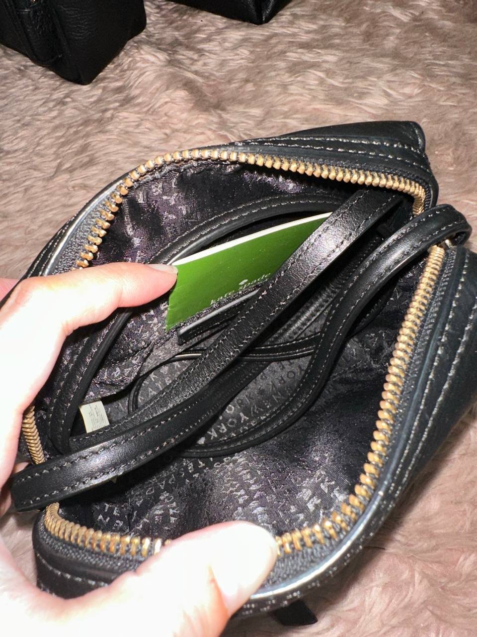 ORIG Preloved Kate Spade KS Mini Duffle Leopard Small Black Bag