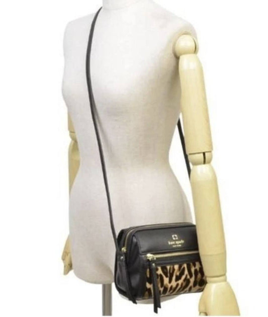 ORIG Preloved Kate Spade KS Mini Duffle Leopard Small Black Bag