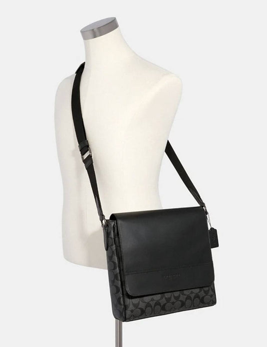ORIG & IMPORTED COACH Houston Map Bag In Signature Canvas Men Bag Black