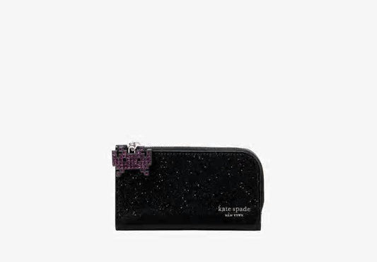 ORIG & IMPORTED Kate Spade KS Space Invaders X Kate Spade New York Glitter Patent Small Slim Bifold Wallet