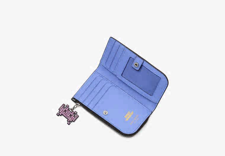 ORIG & IMPORTED Kate Spade KS Space Invaders X Kate Spade New York Glitter Patent Small Slim Bifold Wallet
