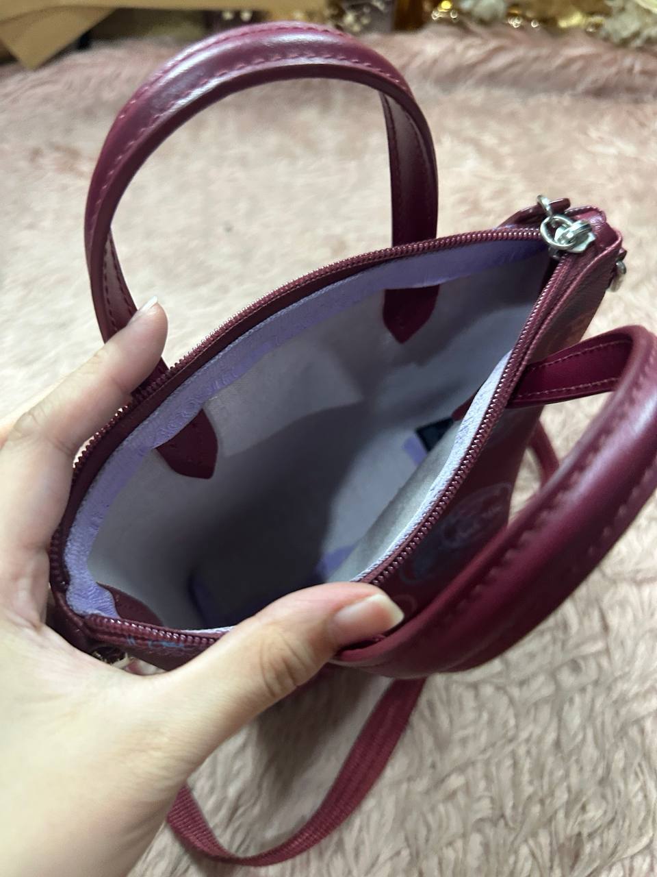 ORIG Preloved LACOSTE Concept Croc Women's Burgundy Mini Red Bag