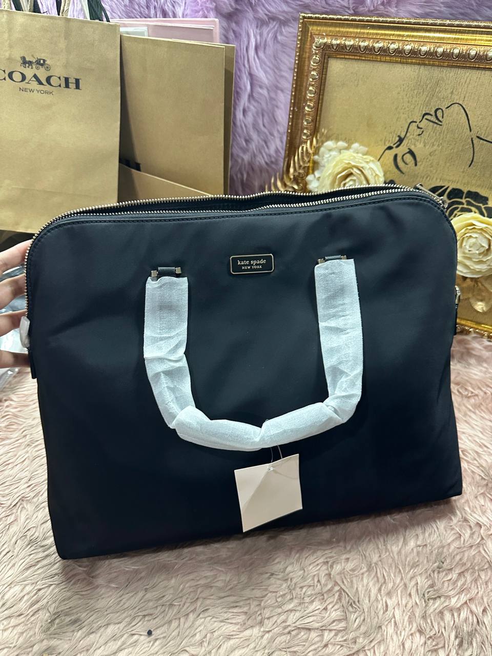 ORIG & IMPORTED Kate Spade KS Dawn Laptop Nylon Bag in Black
