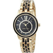 AK Klein Women's Glitter Accented Dial Bracelet Watch, AK/3924BKGB - Gold/Black