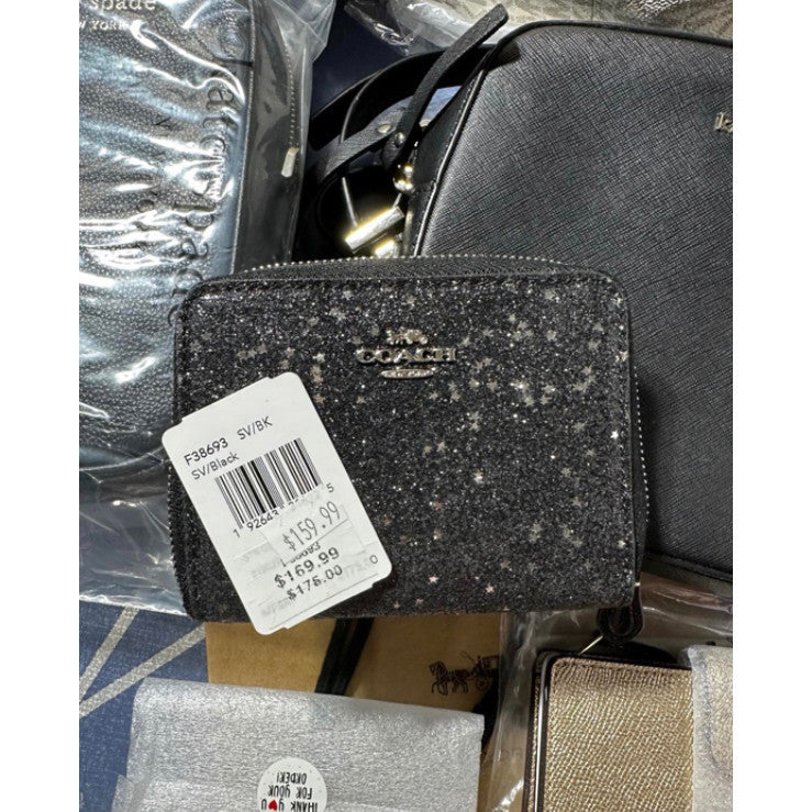 AUTHENTIC/ORIGINAL WITH FLAW Cch Small Zip Around Wallet With Star GlitterH
