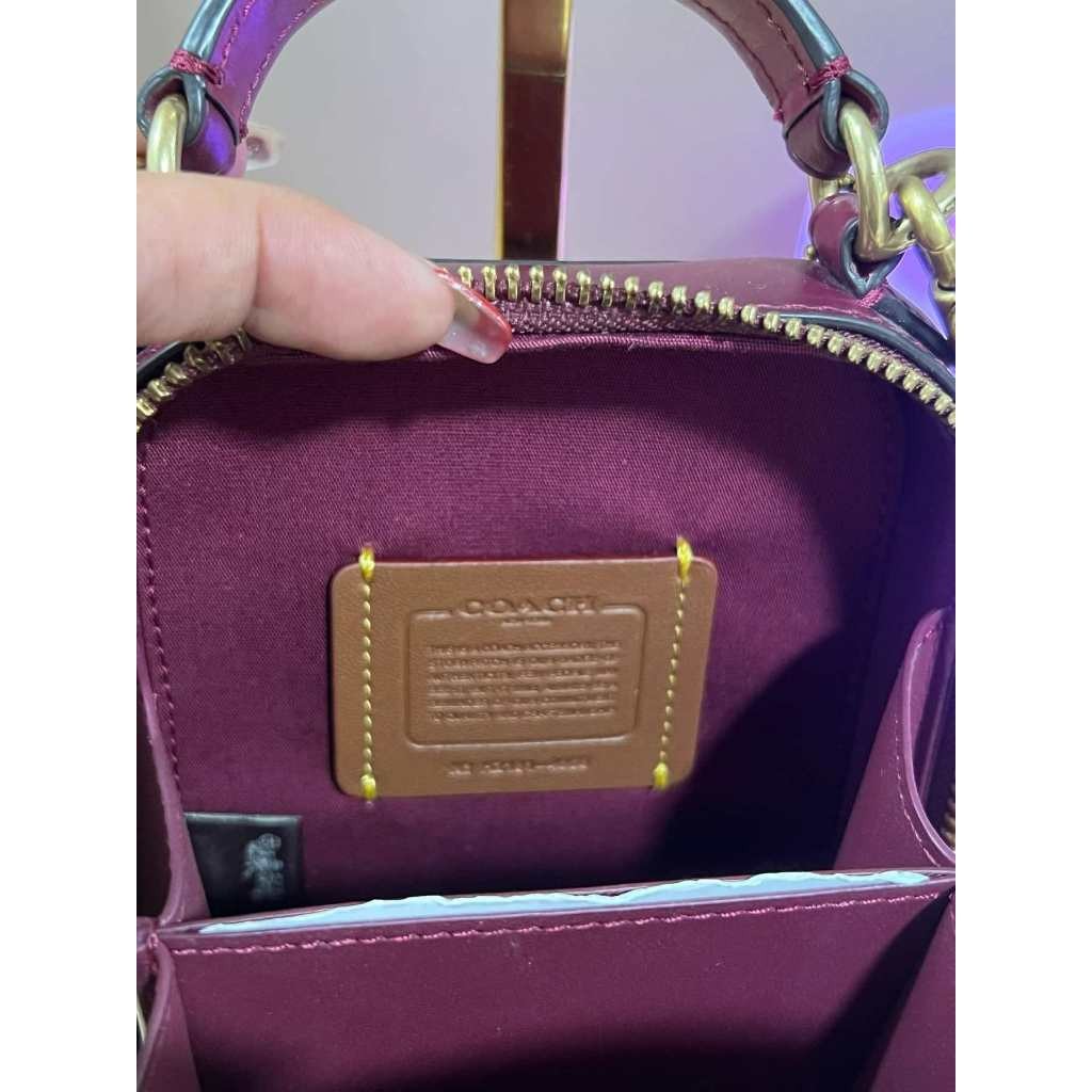 ORIG Preloved CCH Retail Alie Camera Phone Bag In Signature Jacquard Maroon