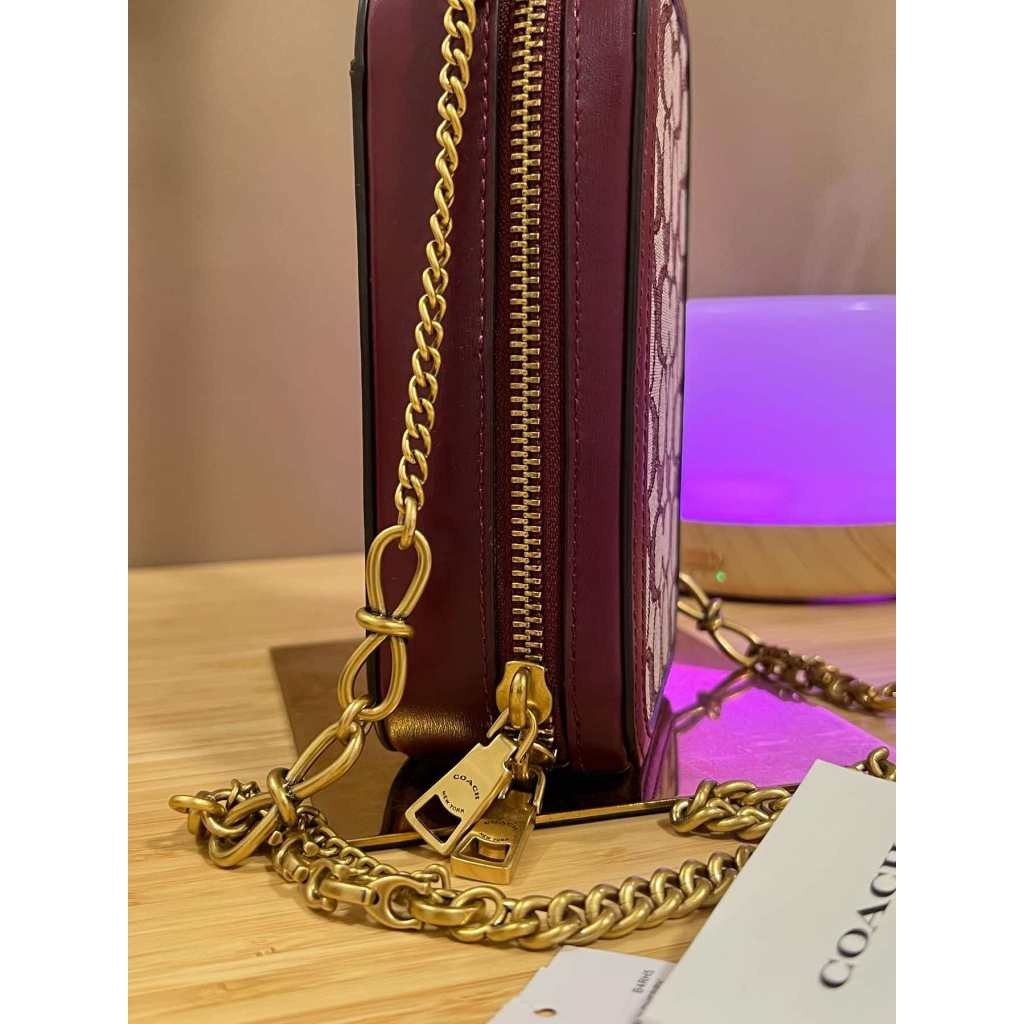 ORIG Preloved CCH Retail Alie Camera Phone Bag In Signature Jacquard Maroon