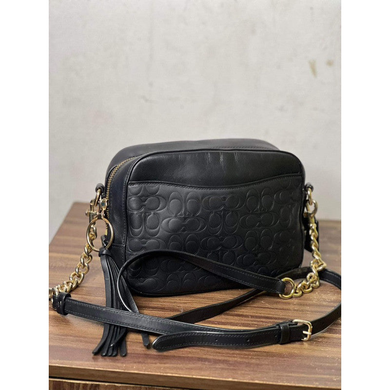 Orig PRELOVED CCH Signature Leather Camera Bag Black